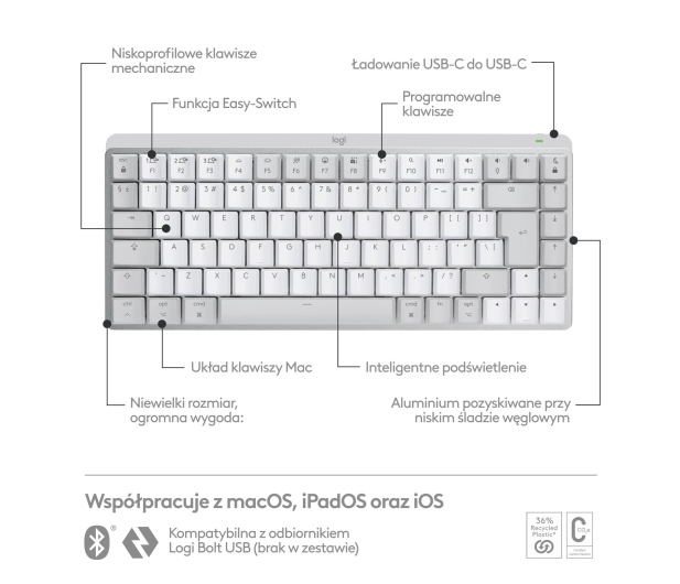 LOGITECH MX Mechanical Mini for Mac PALE GREY - 1080189 - zdjęcie 11